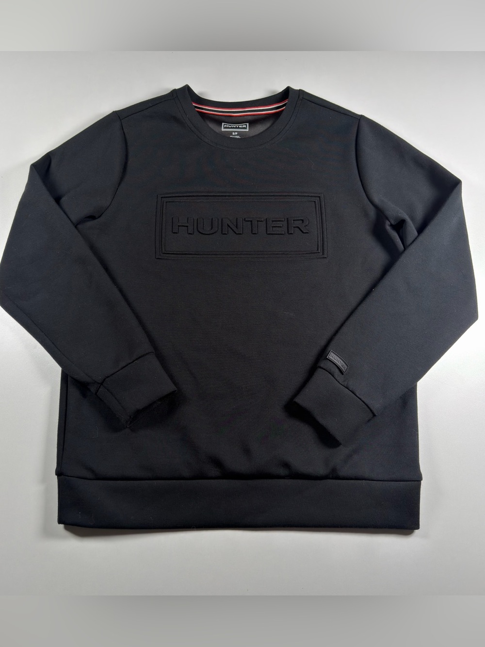 Hunter Black Embossed Logo Crewneck Sweatshirt Size S/P